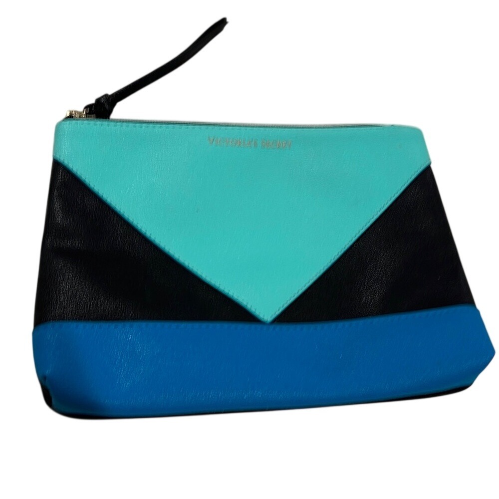 Victoria's Secret cosmetic‎ makeup bag pouch modern teal black purse clutch boho
